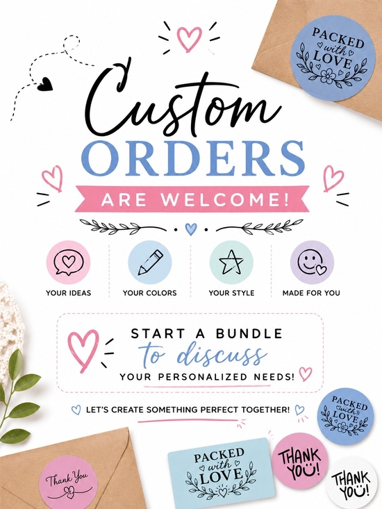 Handmade Other - Custom Sticker Orders | Personalized Packaging Stickers
